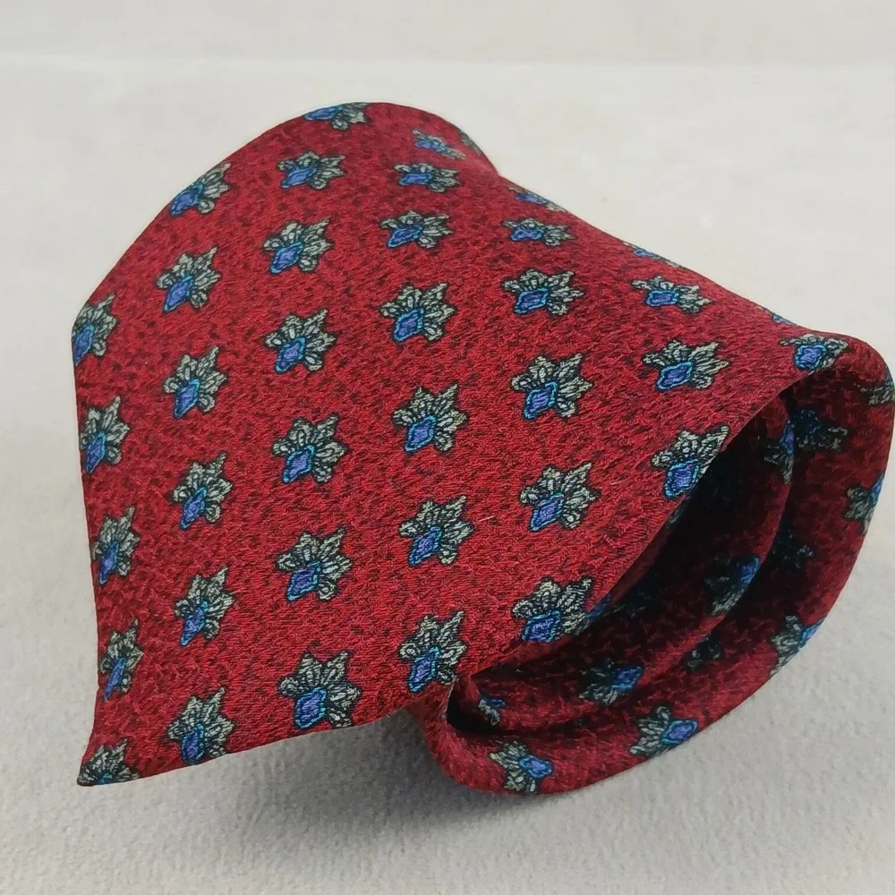 Ermenegildo Zegna 3.5x57 Mens Silk Tie Woven Geometric Lightweight‎
